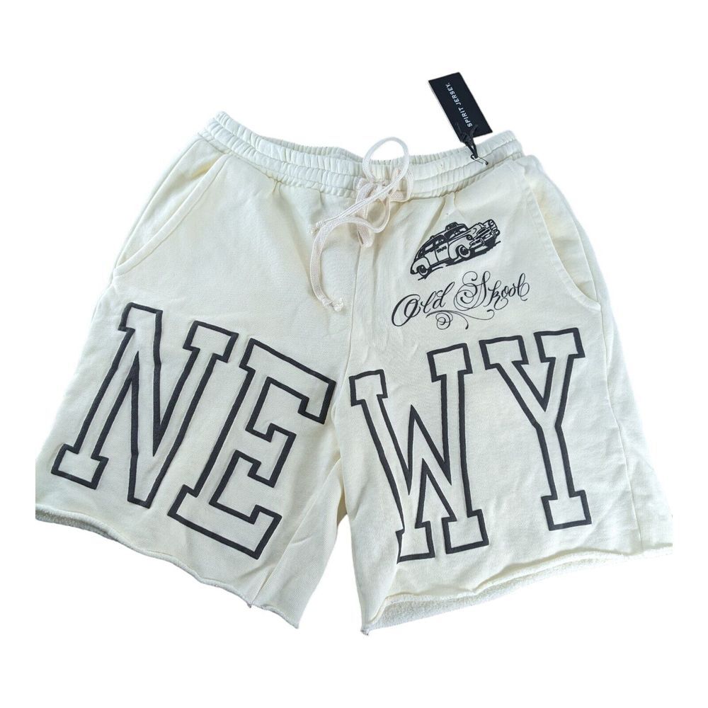 Spirit Jersey Women's XS Ivory New York All Over‎ Print Sweat Shorts